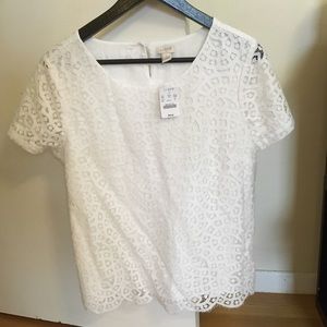 J. Crew Lace Short Sleeve Top